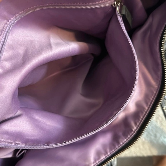 Bundle Coach Poppy Silver Metallic Leather Tote Purse & Wallet - Picture 7 of 12